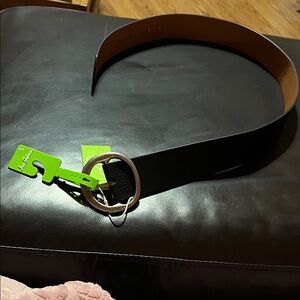 Sam Edelman Black Wide Belt with Round Metal Ring Buckle